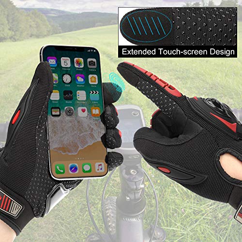 COFIT Guantes de Motos, Guantes de Pantalla Táctil Full Touch para Carreras de Motos, MTB, Escalada, Senderismo y Otros Deportes al Aire Libre - Rojo XL