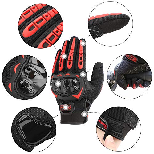 COFIT Guantes de Motos, Guantes de Pantalla Táctil Full Touch para Carreras de Motos, MTB, Escalada, Senderismo y Otros Deportes al Aire Libre - Rojo XL