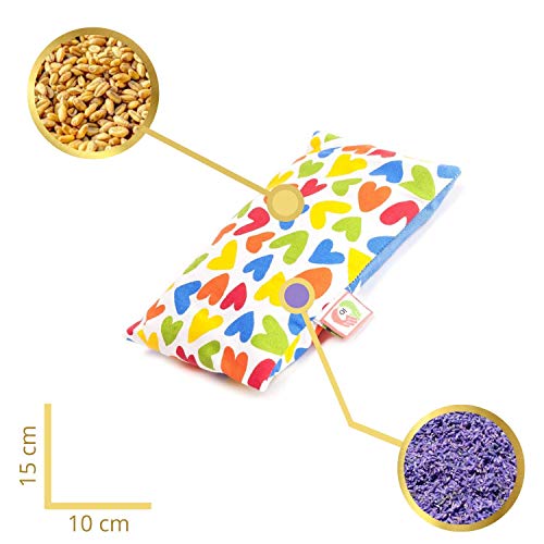 Cojín Anticólicos para Bebés - Saquito Térmico de Semillas Cólicos del Lactante Calentar en Microondas (15x10 cm) - Almohada para Cuna del Recién Nacido, Funda Lavable, Tela Algodón, Olor a Lavanda