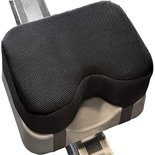 Cojín antideslizante para máquina de remo con espuma viscoelástica más gruesa, funda lavable y correas. También funciona muy bien con bicicleta estática reclinable.