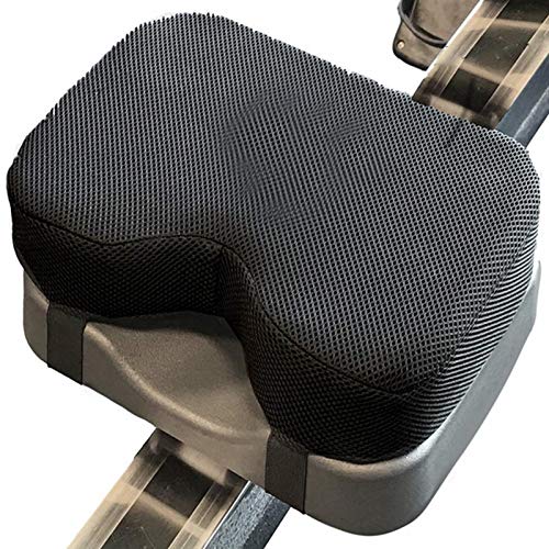 Cojín antideslizante para máquina de remo con espuma viscoelástica más gruesa, funda lavable y correas. También funciona muy bien con bicicleta estática reclinable.