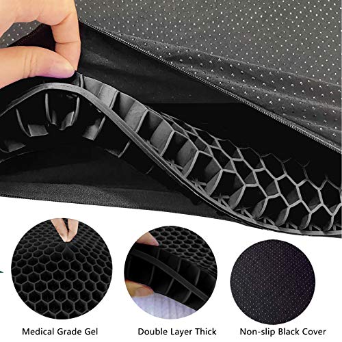 Cojín de Asiento de Gel, Cojín de Silla de Apoyo Transpirable con Funda Antideslizante para el Coche, Oficina o Silla de Ruedas Cojín de Asiento de Gel, Cojín de Silla de Apoyo Transpirable con Funda Antideslizante para el Coche, Oficina o Silla de Ruedas