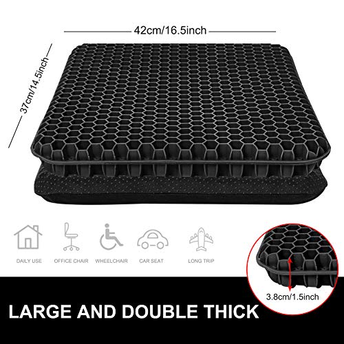 Cojín de Asiento de Gel, Cojín de Silla de Apoyo Transpirable con Funda Antideslizante para el Coche, Oficina o Silla de Ruedas Cojín de Asiento de Gel, Cojín de Silla de Apoyo Transpirable con Funda Antideslizante para el Coche, Oficina o Silla de Ruedas