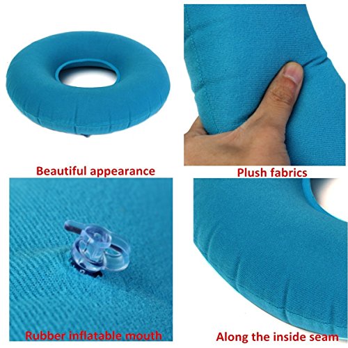 Cojín Inflable de Vinilo con Forma de Anillo de Goma, cojín de Asiento Redondo, cómoda Almohada médica para úlceras o hemorroides en la Cama, Ideal para sillas de Ruedas. Bomba de Aire Gratis!