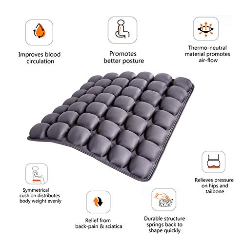 Cojín Inflable multifunción, cojín de Silla, fácil de Transportar, Viajar, Oficina, automóvil, Silla de Ruedas Disponible, aliviar el Dolor de ciática,Promover la circulación sanguínea (Negro) Cojín Inflable multifunción, cojín de Silla, fácil de Transportar, Viajar, Oficina, automóvil, Silla de Ruedas Disponible, aliviar el Dolor de ciática,Promover la circulación sanguínea (Negro)