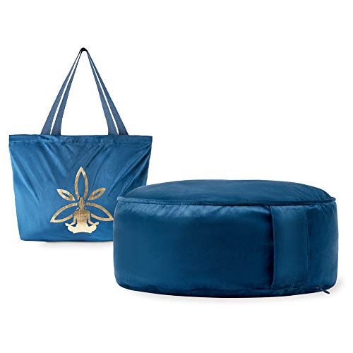 Cojin Yoga Zafu Meditación - Cojín de Suelo Azul para la Práctica de la Meditación - Accesorio Yoga para Mujer - Cojín Meditación Azul con Trigo y con Aroma a Yoga Cojin Yoga Zafu Meditación - Cojín de Suelo Azul para la Práctica de la Meditación - Accesorio Yoga para Mujer - Cojín Meditación Azul con Trigo y con Aroma a Yoga