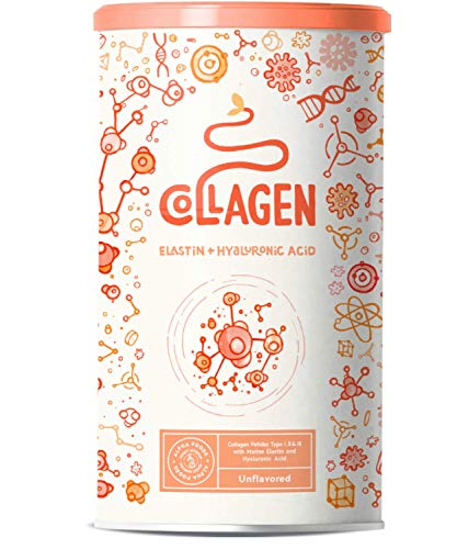 Colágeno con elastina y ácido hialurónico | Péptidos de hidrolizado de colágeno de tipo I, II y III | Sin aditivos | Sin sabor | 450 gramos Colágeno con elastina y ácido hialurónico | Péptidos de hidrolizado de colágeno de tipo I, II y III | Sin aditivos | Sin sabor | 450 gramos