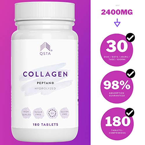 Colageno con Magnesio 4-EN-1 (60 DIAS), Acido Hialuronico, Vitamina C, Vitamina D3 180 Comprimidos, Hidrolizado PEPTAN, Articulaciones, Huesos, Piel, Cabello y Previene Lesiones +2400MG +MEDICOS