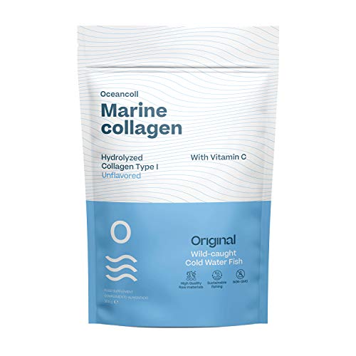 Colágeno Marino Hidrolizado con Vitamina C | Suplemento para piel, músculos, cartílagos, tendones y huesos | Péptidos Colágeno Marino de pescado salvaje | Sabor Neutro, 306g | 60 dosis