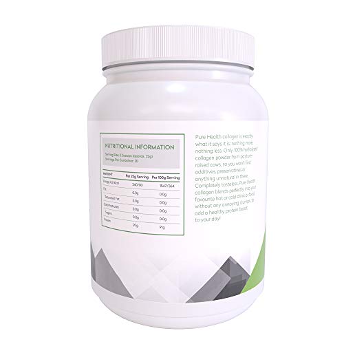 Colágeno puro: 100% polvo de proteína de colágeno hidrolizado de pastos cultivados | Bovino Tipo 1 | Sin sabor, inodoro y se disuelve fácilmente | 20 g de proteínas | Keto Bulletproof |454G