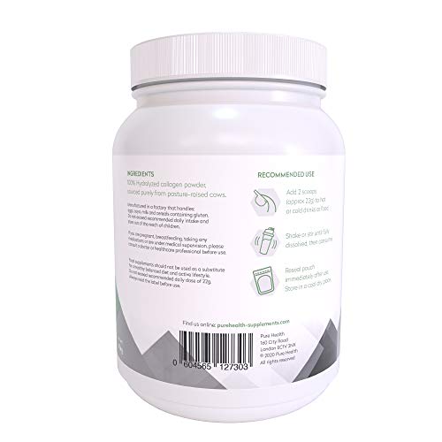 Colágeno puro: 100% polvo de proteína de colágeno hidrolizado de pastos cultivados | Bovino Tipo 1 | Sin sabor, inodoro y se disuelve fácilmente | 20 g de proteínas | Keto Bulletproof |454G