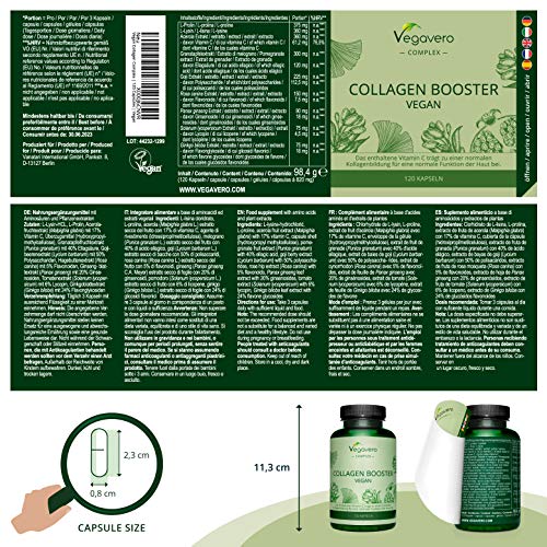 Colágeno Vegano Complex Vegavero® | Regenerador Cartílago + Articulaciones y Huesos + Anti Aging & Antioxidante | 120 Cápsulas | Con L-Prolina + L-Lisina | Sin Aditivos | Vegan Collagen