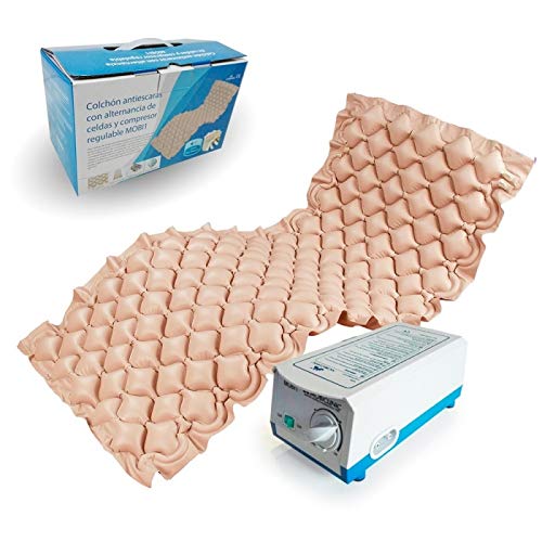 Colchón antiescaras de aire, Con compresor, PVC médico ignífugo, 200 x 90 x 7, 130 celdas, Beige Colchón antiescaras de aire, Con compresor, PVC médico ignífugo, 200 x 90 x 7, 130 celdas, Beige