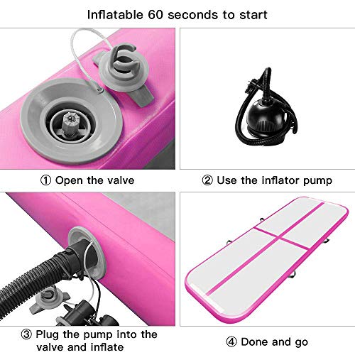 Colchoneta de aire de 10/20 cm de alto, longitud de 3 a 12 metros - Colchoneta hinchable para gimnasia y acrobacias con bomba de aire incluida, rosa, 300*100*20cm Colchoneta de aire de 10/20 cm de alto, longitud de 3 a 12 metros - Colchoneta hinchable para gimnasia y acrobacias con bomba de aire incluida, rosa, 300*100*20cm