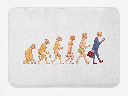 Colchoneta de baño Evolution, composición de mono a hombre de dibujos animados de hombre de las cavernas a gráfico de hombre de negocios, lujosa alfombrilla decorativa para baño con respaldo antidesli