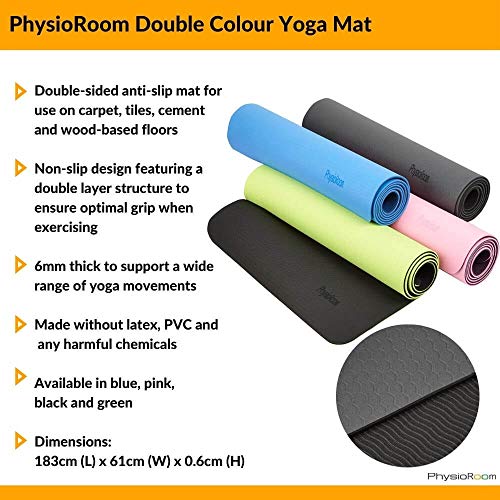 Colchoneta de Yoga Antideslizante - 6 mm de Espesor Alta Densidad - Ideal para Pilates, Entrenamiento en el hogar, Gimnasio, Ejercicio, Fitness - Uso Interior y Exterior en Pisos Diversos