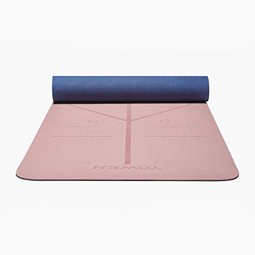 Colchoneta de Yoga, Esterilla Yoga, Tapete de Yoga, 6mm TPE Yoga Mat, Estera Yoga Ecológica de Ejercicios Antideslizante Esterilla de Entrenamiento para Pilates con Sistema de Alineación Corporal