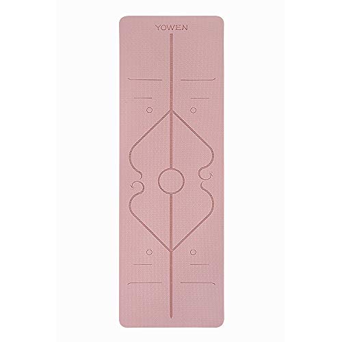 Colchoneta de Yoga, Esterilla Yoga, Tapete de Yoga, 6mm TPE Yoga Mat, Estera Yoga Ecológica de Ejercicios Antideslizante Esterilla de Entrenamiento para Pilates con Sistema de Alineación Corporal