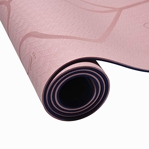 Colchoneta de Yoga, Esterilla Yoga, Tapete de Yoga, 6mm TPE Yoga Mat, Estera Yoga Ecológica de Ejercicios Antideslizante Esterilla de Entrenamiento para Pilates con Sistema de Alineación Corporal