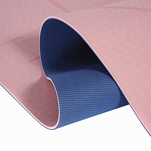 Colchoneta de Yoga, Esterilla Yoga, Tapete de Yoga, 6mm TPE Yoga Mat, Estera Yoga Ecológica de Ejercicios Antideslizante Esterilla de Entrenamiento para Pilates con Sistema de Alineación Corporal