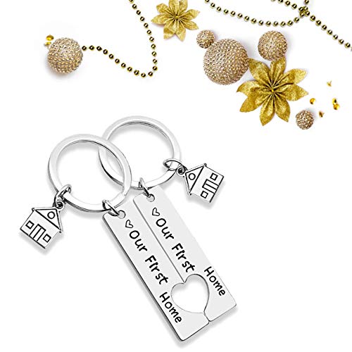 Colgante de Llavero romántico de Acero Inoxidable, Forma de corazón con simetría, Nuestro Primer hogar' para Ella/él/Parejas, 1 par Colgante de Llavero romántico de Acero Inoxidable, Forma de corazón con simetría, Nuestro Primer hogar' para Ella/él/Parejas, 1 par