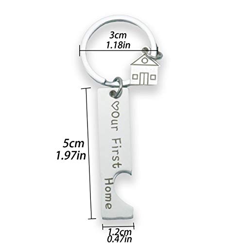 Colgante de Llavero romántico de Acero Inoxidable, Forma de corazón con simetría, Nuestro Primer hogar' para Ella/él/Parejas, 1 par