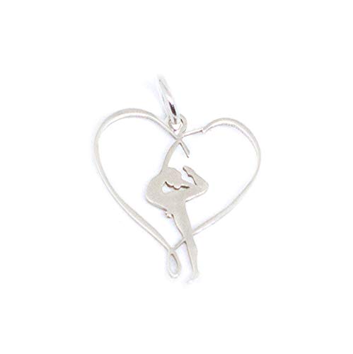 Colgante Gimnasta Cinta corazón 22 mm Plata de Ley 925 Colgante Gimnasta Cinta corazón 22 mm Plata de Ley 925
