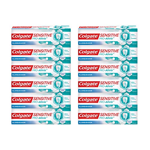 Colgate Sensitive Pro Alivio, Pasta de dientes blanqueante, alivio inmediato y duradero - Pack 12 uds x 75ml