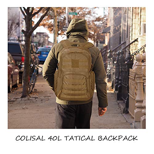 Colisal Mochila Militar 40L Mochila Tactica para Hombre Mochila Ejercito con Molle Gran Capacidad Mochila Asalto para Senderismo Mochila Marrón