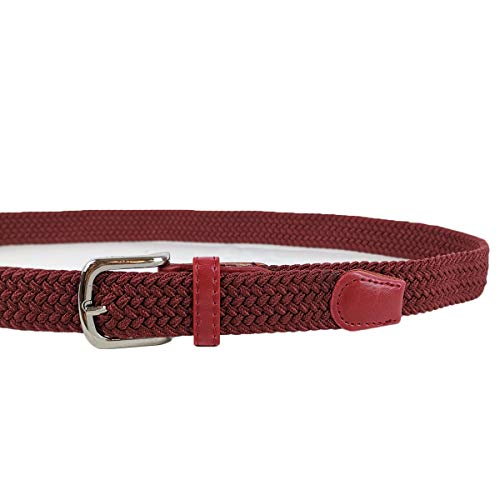 Colkor Cinturón elástico trenzado unisex para mujer ancho 2,5cm -burdeos-100cm Colkor Cinturón elástico trenzado unisex para mujer ancho 2,5cm -burdeos-100cm