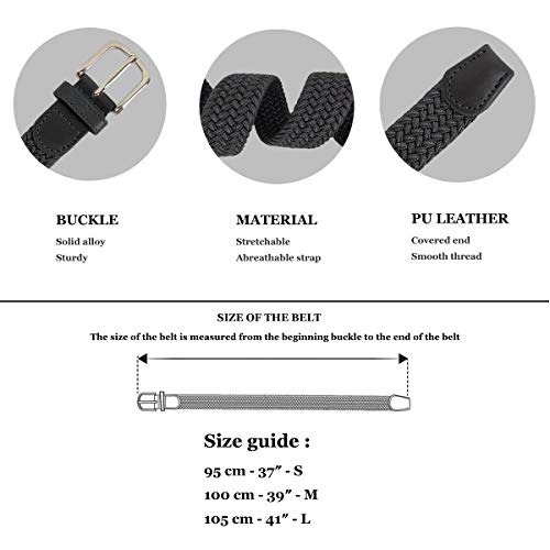 Colkor Cinturón elástico trenzado unisex para mujer ancho 2,5cm -burdeos-100cm