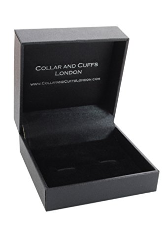 COLLAR AND CUFFS LONDON - Gemelos Caja DE Regalo - Medio Barril con Madre de Perla - Latón - Diseño Clásico - Color Azul y Blanco COLLAR AND CUFFS LONDON - Gemelos Caja DE Regalo - Medio Barril con Madre de Perla - Latón - Diseño Clásico - Color Azul y Blanco