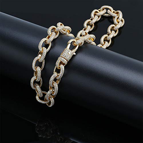 Collar elíptico con botones grandes, estilo hipster hipster con circonitas para hombre y mujer (oro, plata), 123, dorado, 22inches Collar elíptico con botones grandes, estilo hipster hipster con circonitas para hombre y mujer (oro, plata), 123, dorado, 22inches