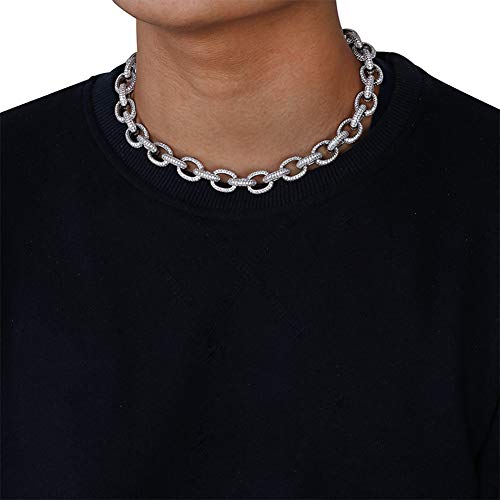 Collar elíptico con botones grandes, estilo hipster hipster con circonitas para hombre y mujer (oro, plata), 123, dorado, 22inches