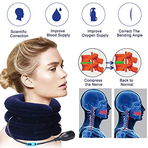 Collarín de Tracción Cervical, Tracción Cervical Cuello, Collar Cervical Inflable, Tracción Cervical del Cuello con Bomba más Grande, Alivio Oportuno del Dolor de Cuello, con Tamaño Ajustable Collarín de Tracción Cervical, Tracción Cervical Cuello, Collar Cervical Inflable, Tracción Cervical del Cuello con Bomba más Grande, Alivio Oportuno del Dolor de Cuello, con Tamaño Ajustable