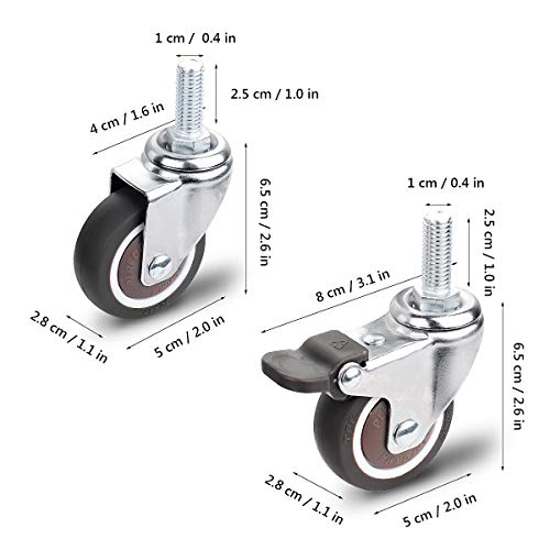 Colmanda Ruedas Giratorias, 2 Ruedas Giratorias con Frenos + 2 Ruedas Giratorias sin Frenos, Ruedas Pivotantes Ruedas Sin Freno Industrial Ruedas para Muebles (1)
