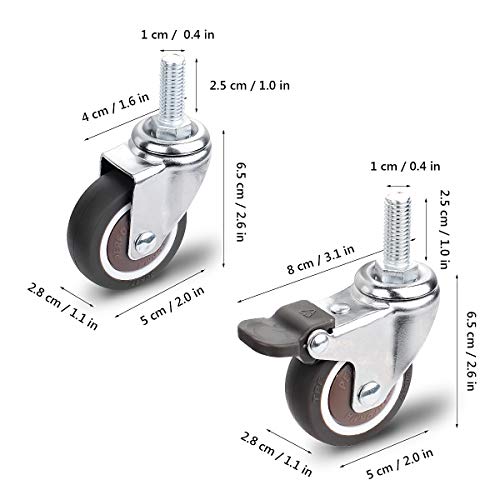 Colmanda Ruedas Giratorias, 2 Ruedas Giratorias con Frenos + 2 Ruedas Giratorias sin Frenos, Ruedas Pivotantes Ruedas Sin Freno Industrial Ruedas para Muebles (1)