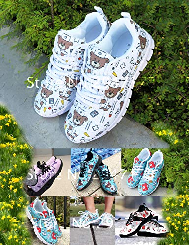 Coloranimal Mujeres cómodas Pisos Casuales Cute Cartoon Doctor Pattern Enfermera Zapatos para Correr Transpirable Señoras Calzado para Caminar Althletic Jogging Zapatillas Casuales EU41