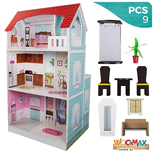 ColorBaby- Cocinita de madera y casa de muñecas 2 en 1 (85292)