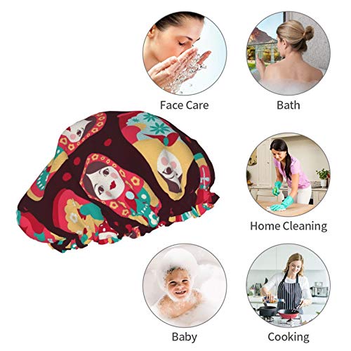 Colorido lindo muñeca rusa multiusos suave elástico gorro de baño impermeable capó Colorido lindo muñeca rusa multiusos suave elástico gorro de baño impermeable capó