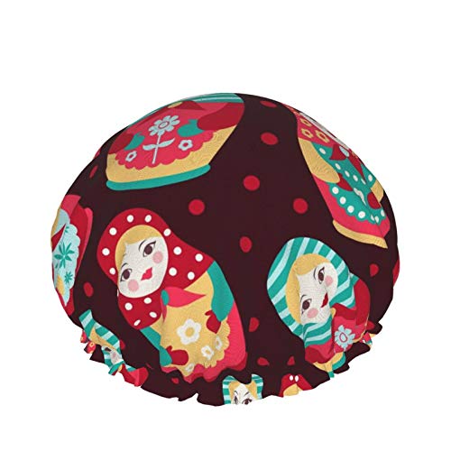 Colorido lindo muñeca rusa multiusos suave elástico gorro de baño impermeable capó