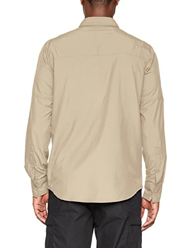 Columbia Camisa de Excursionismo de Manga Larga para Hombre, Silver Ridge II Long Sleeve Shirt, Beige (Fossil), L