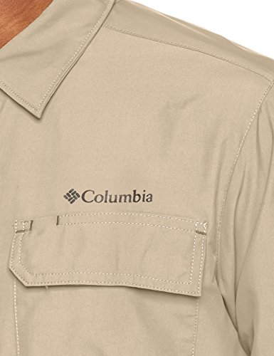 Columbia Camisa de Excursionismo de Manga Larga para Hombre, Silver Ridge II Long Sleeve Shirt, Beige (Fossil), L