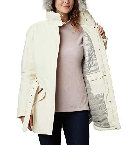 Columbia Carson Pass II Chaqueta Larga con Capucha, Mujer, Chalk, XS