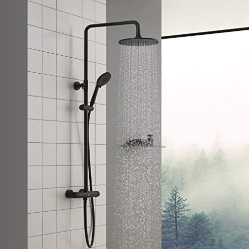 Columna Ducha, CECIPA Negra Columna de Ducha con Grifo Termostatico Ducha Lluvia Columnas Set de Ducha de Baño Altura Ajustable Sistema de Ducha con Barra de Ducha y Teleducha Columna Ducha, CECIPA Negra Columna de Ducha con Grifo Termostatico Ducha Lluvia Columnas Set de Ducha de Baño Altura Ajustable Sistema de Ducha con Barra de Ducha y Teleducha