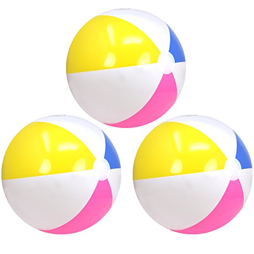 com-four® 3X Pelota de Playa Inflable - Pelota de Playa Repelente al Agua - Pelota para Playa, Piscina y Lago de Baño - Juguete de Baño - Ø 41 cm (Ø 41 cm - 03 Piezas)