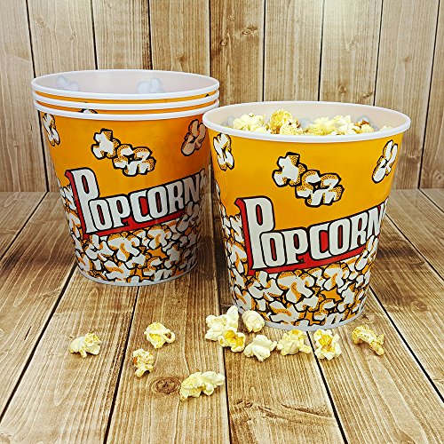 com-four® 4X Cubo de Palomitas para el Cine en casa - Bol de Palomitas de maíz, Cada uno con una Capacidad de 2,8 litros (04 Piezas)