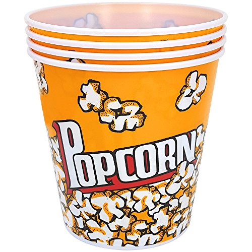 com-four® 4X Cubo de Palomitas para el Cine en casa - Bol de Palomitas de maíz, Cada uno con una Capacidad de 2,8 litros (04 Piezas)