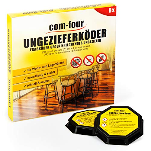 com-four® 8X Trampa de Cebo para alimañas, Cajas de Cebo Listas para Usar para el Control confiable de alimañas como cucarachas, Peces Plateados y piojos com-four® 8X Trampa de Cebo para alimañas, Cajas de Cebo Listas para Usar para el Control confiable de alimañas como cucarachas, Peces Plateados y piojos