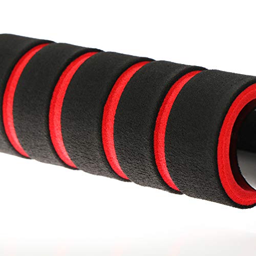 com-four® Barra de dominadas, Barra de tracción Ajustable para el Marco de la Puerta, con Agarre Suave, Ideal para Entrenamiento físico en casa, fácil Montaje (Negro/Rojo para Sujetar)